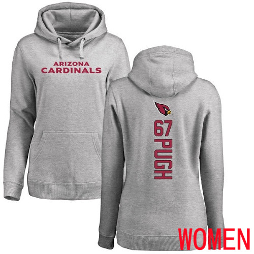 Arizona Cardinals Ash Women Justin Pugh Backer NFL Football #67 Pullover Hoodie Sweatshirts